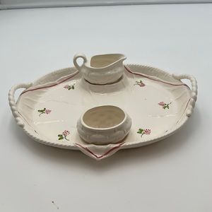 Shafford Original 1986 Ceramic Handled Tray Server Red Berry Leaf Japan